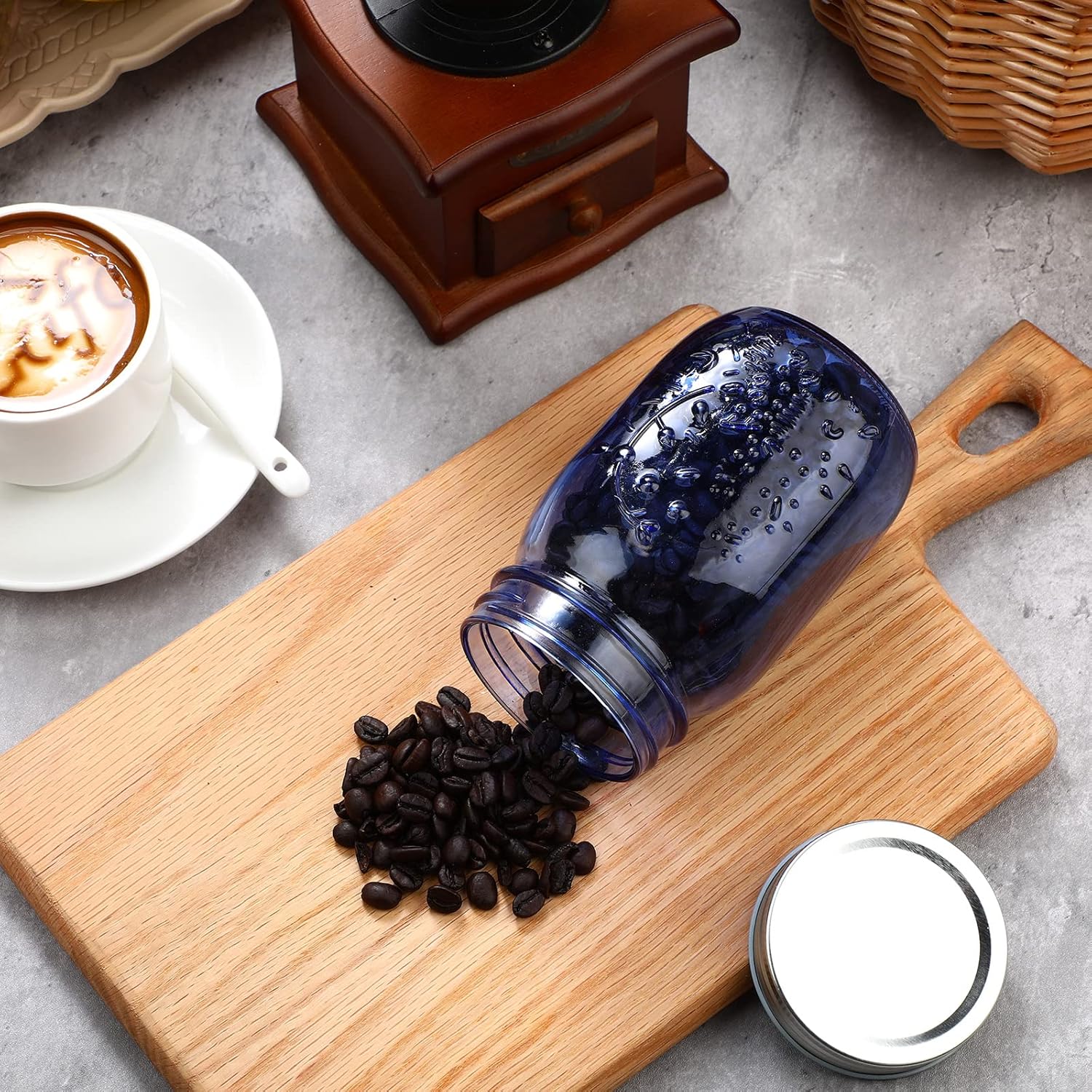 12-Piece Mason Jars Set 16 Oz with lids Dark Blue