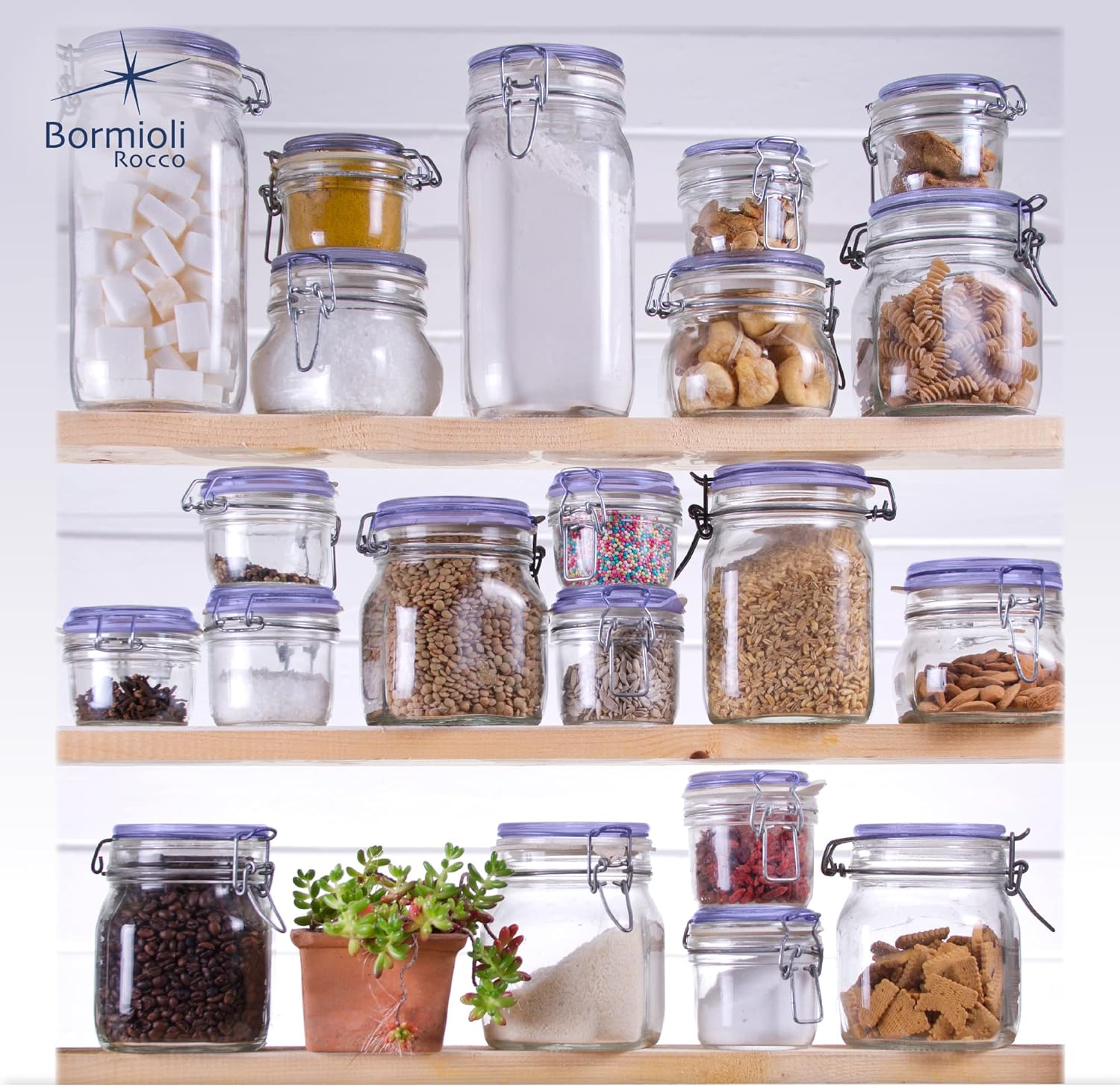 Bormioli Rocco Fido Collection 2 Pack 25 Oz Glass Jars Airtight