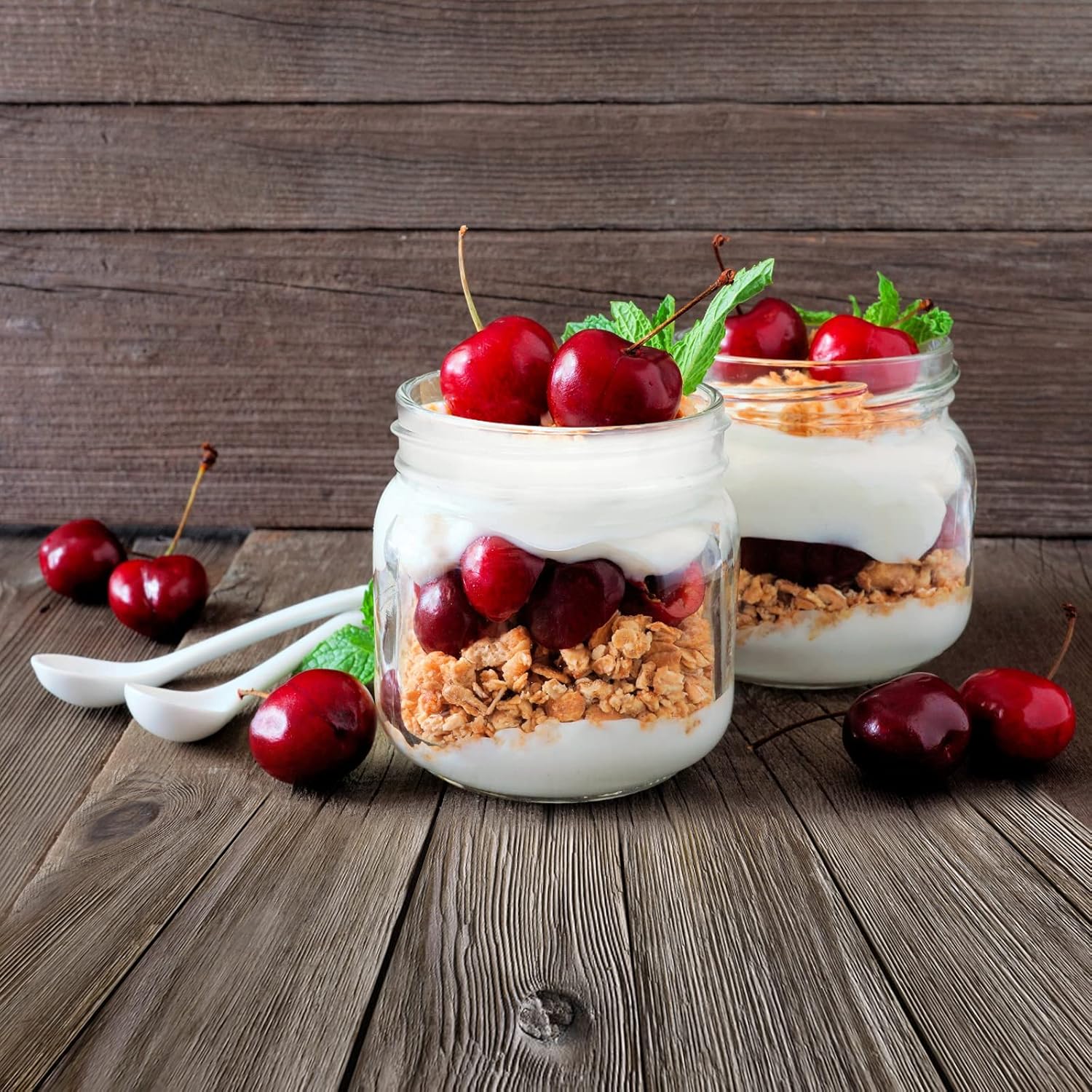 CycleMore 24 Pcs 8oz Clear Glass Mason Jars with Silver Lids
