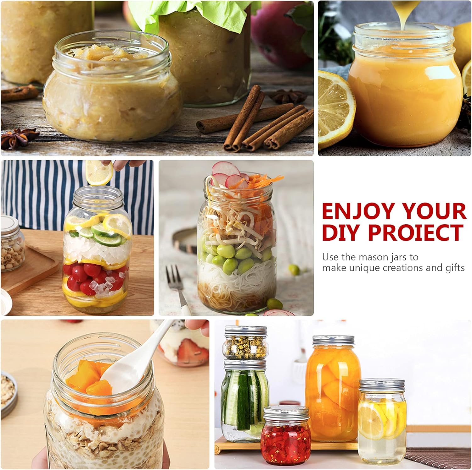 20-Piece 12oz Glass Mason Jars with Silver Lids