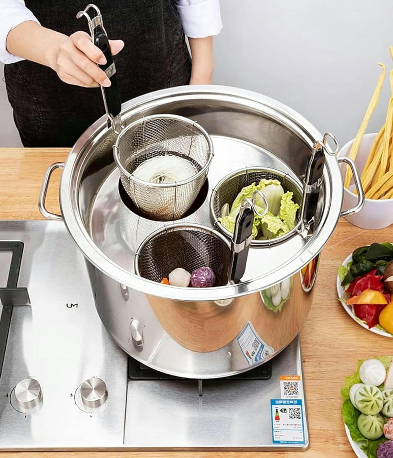 BINGWANG Multipots Pasta Cooker Set with 4 Holes