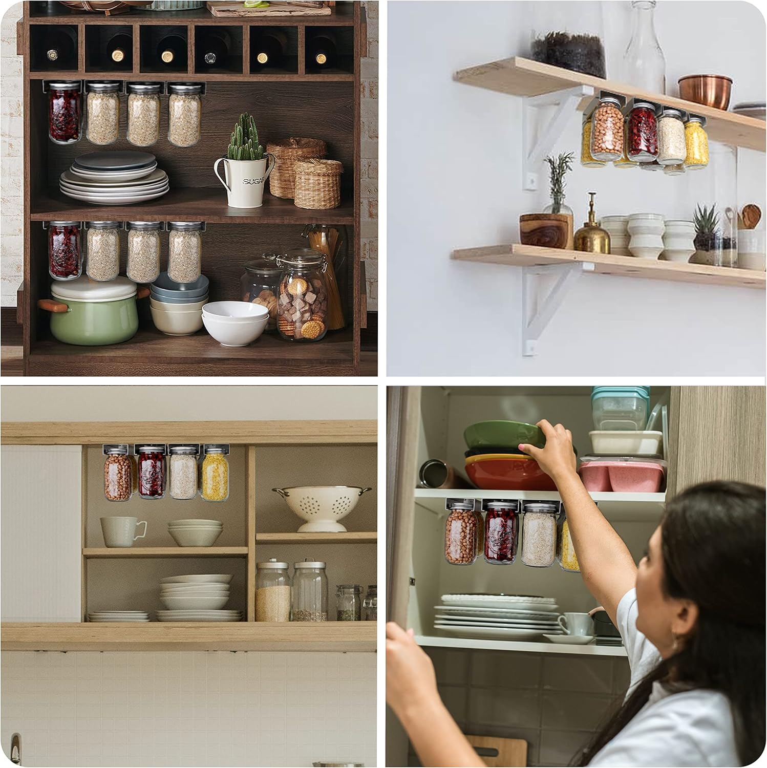 Space-Saving Mason Jar Organizer for Home Kitchen