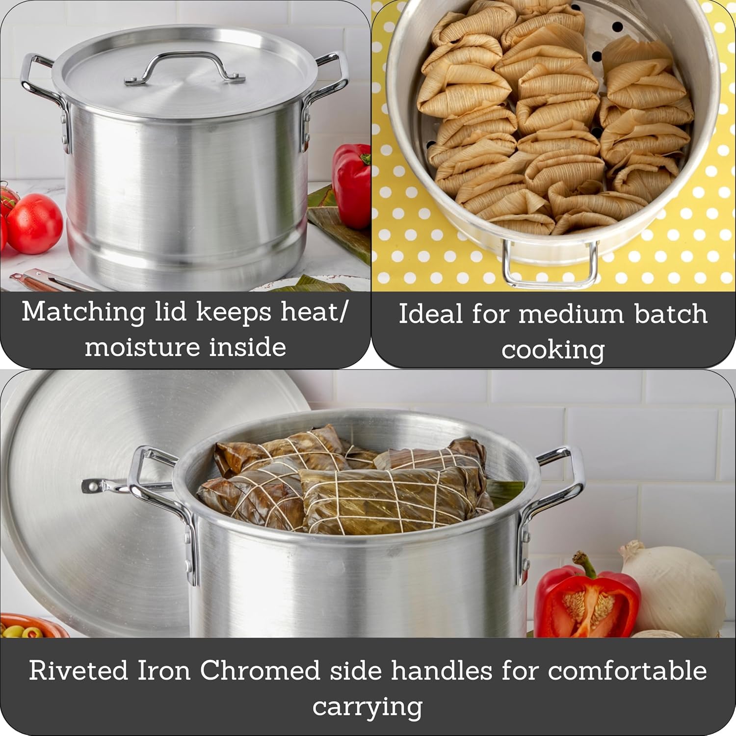 Imusa 16 qt Aluminum Steamer Durable Efficient for Perfect Steam Cooking
