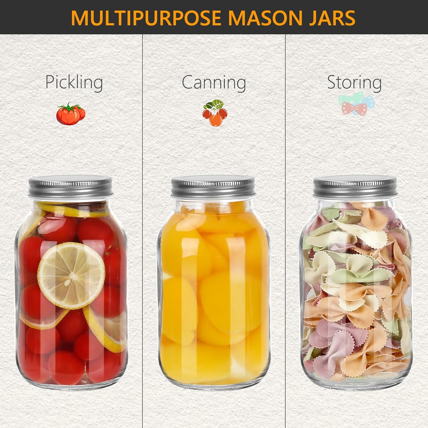 Keketin 32 oz Mason Jars with Airtight Lids 6 Pack