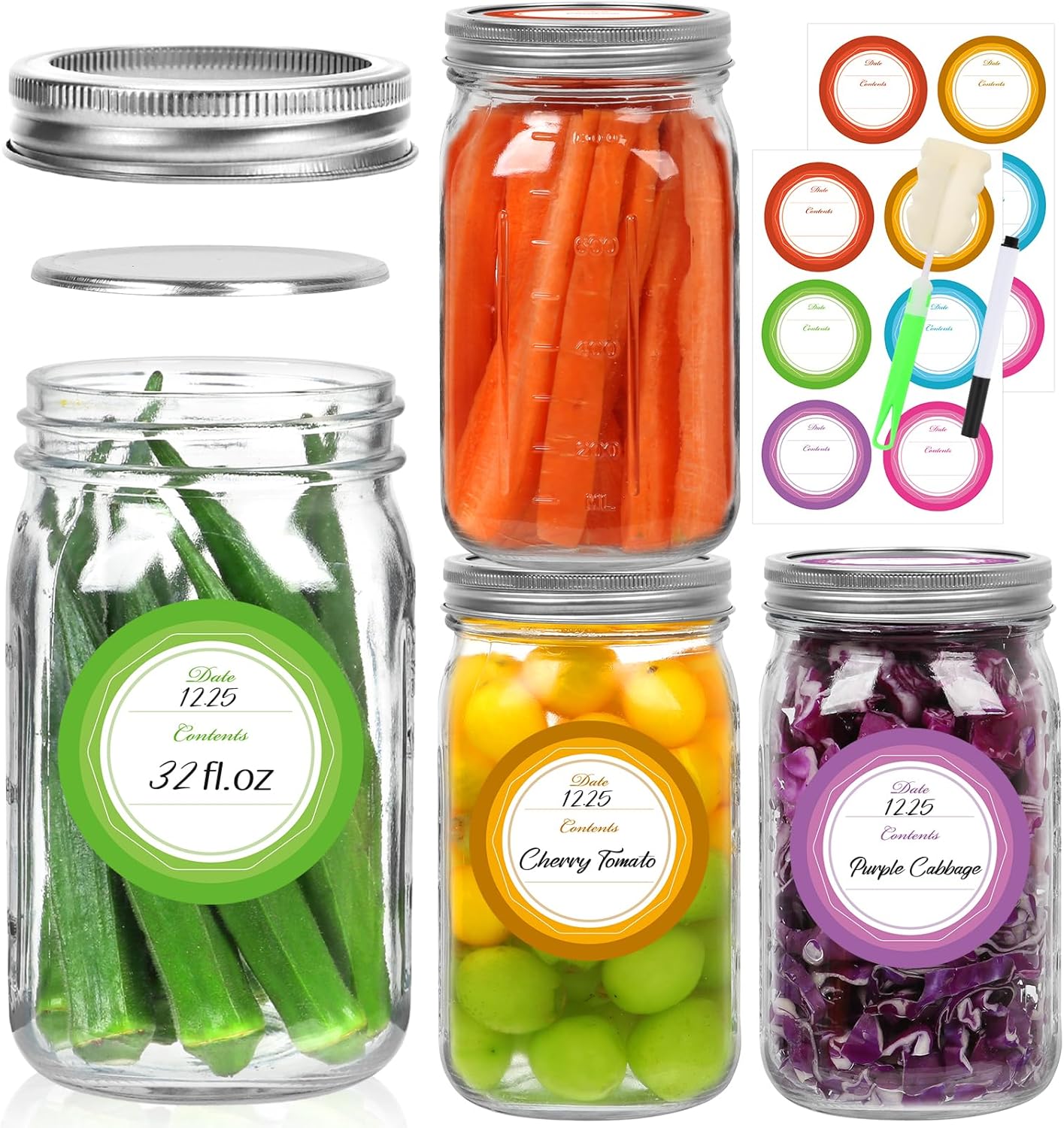 Alotpower4-Pack Wide-Mouth Mason Jars