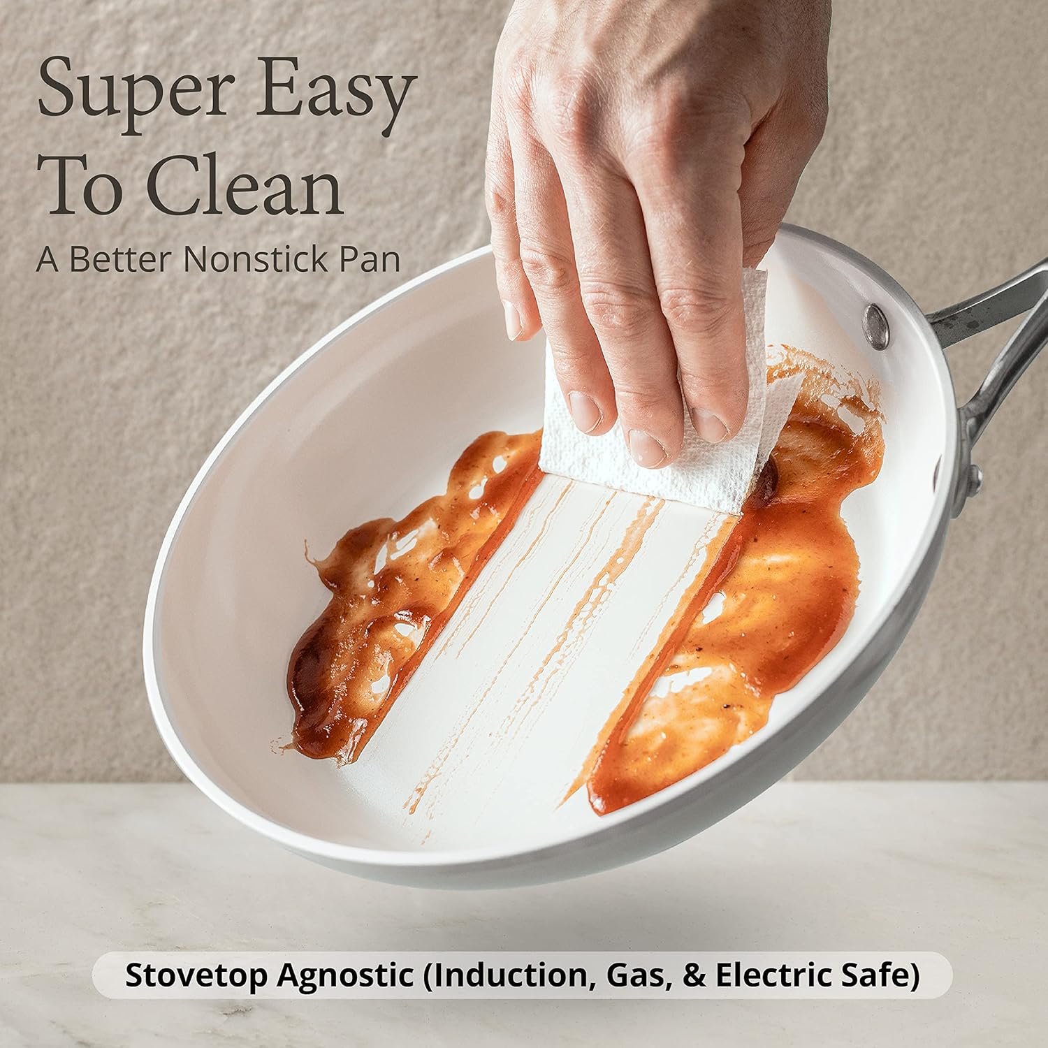 Nonstick Ceramic Cookware Set - 7-Piece Oven Safe All Stovetops Compatible