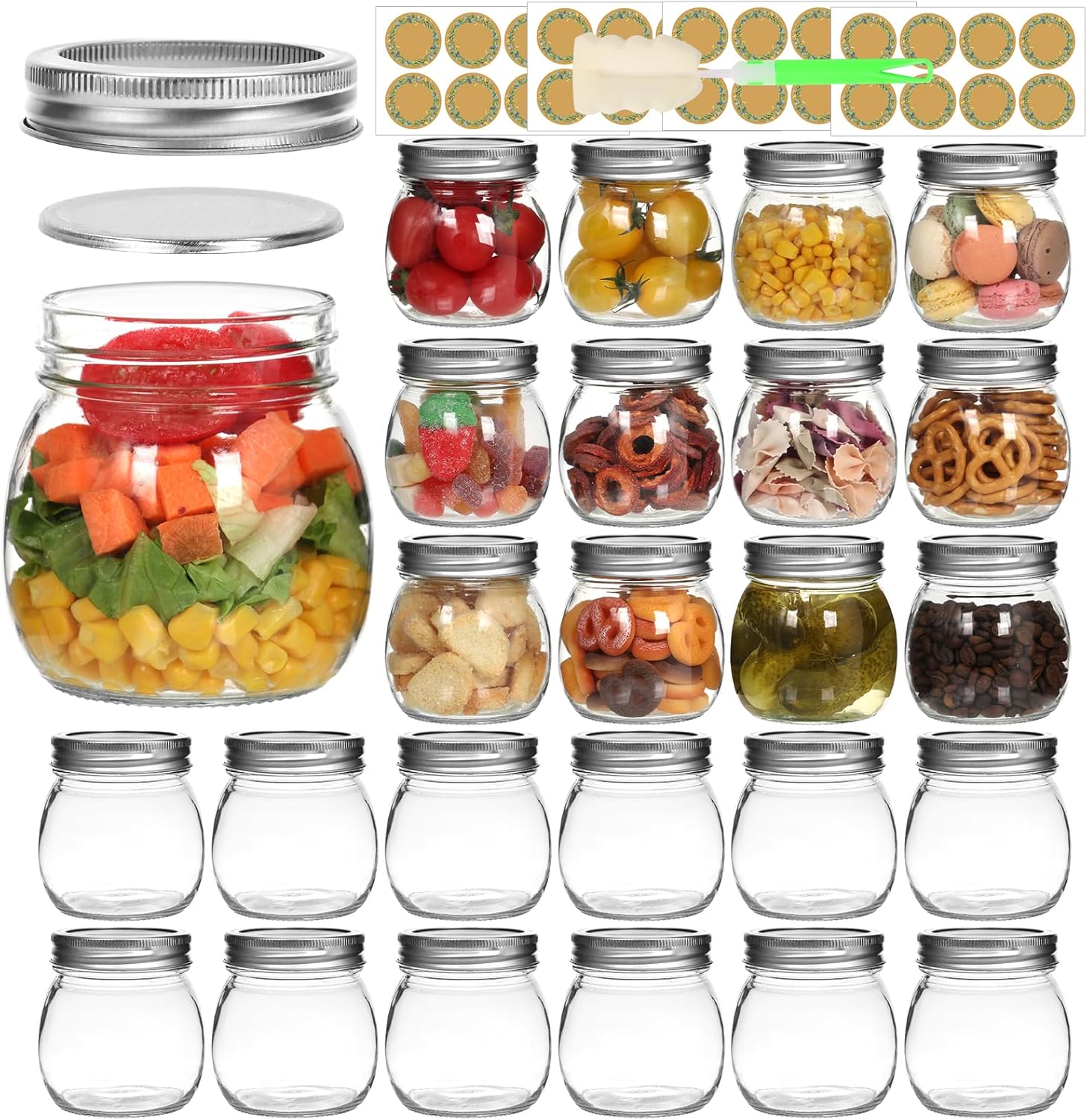 EkkoVla 10 oz Mason Jar with Regular Lid 24 Pack