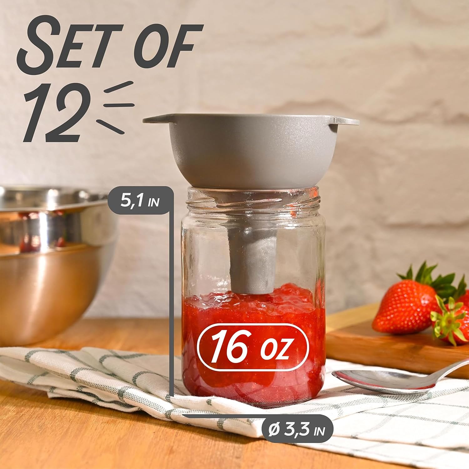 12-Pack 16oz Glass Jars with Labels Pen