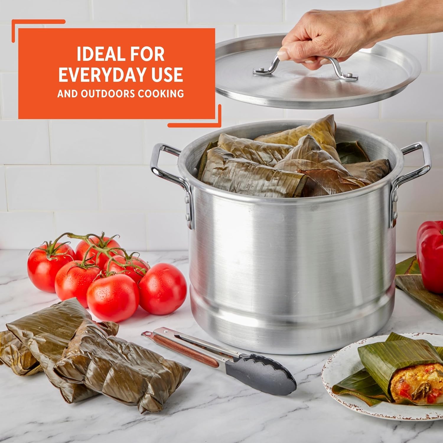 Imusa 16 qt Aluminum Steamer Durable Efficient for Perfect Steam Cooking