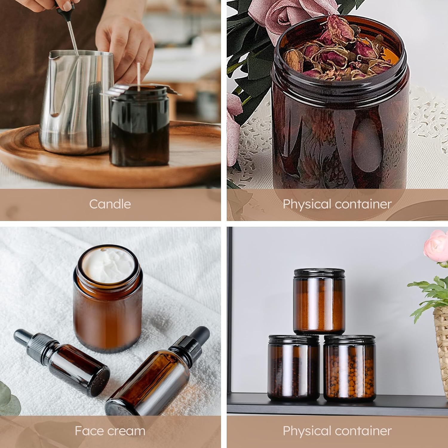 Sleek Durable 8oz Glass Candle Jars with Metal Lids for Samples