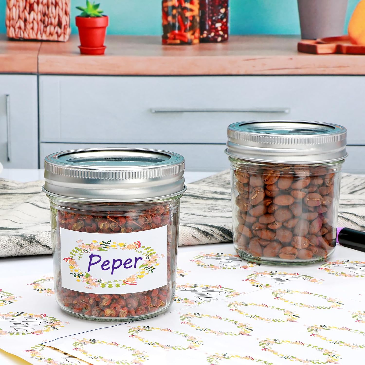 Stylish 6 Oz Mason Jars Set for Kitchen Bathroom Storage