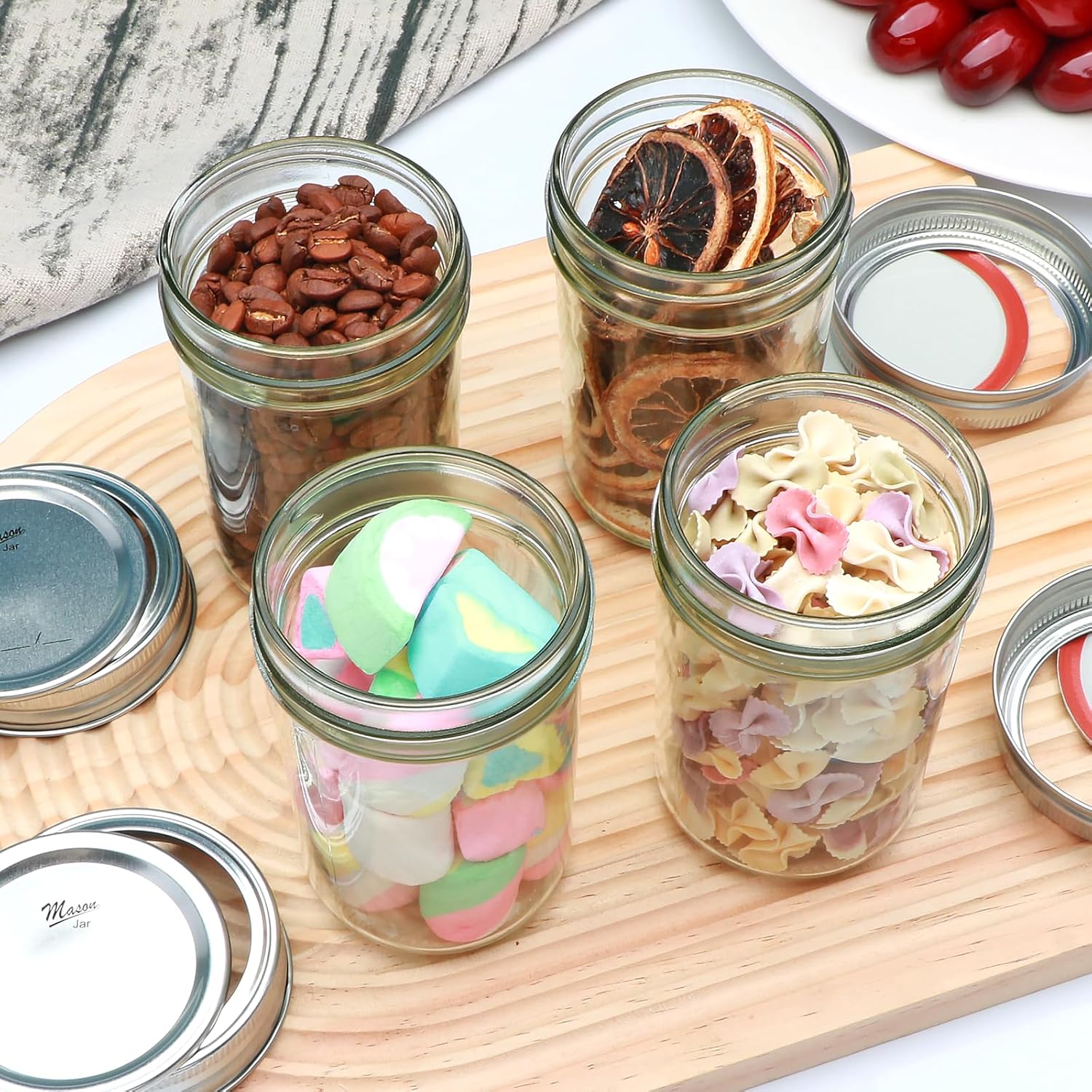 Woaiwoq 8 oz Mason Jars 30 Pack with Airtight Lids