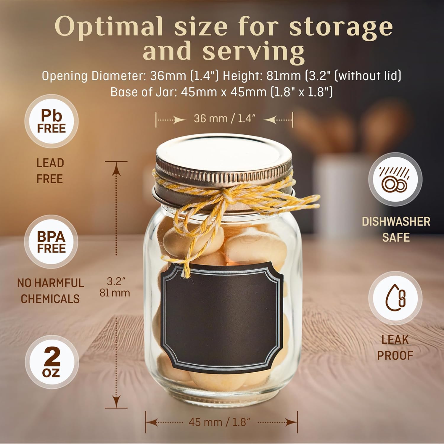 25 Oz Small Mason Jars with Lids and Chalkboard Labels 12 Pack