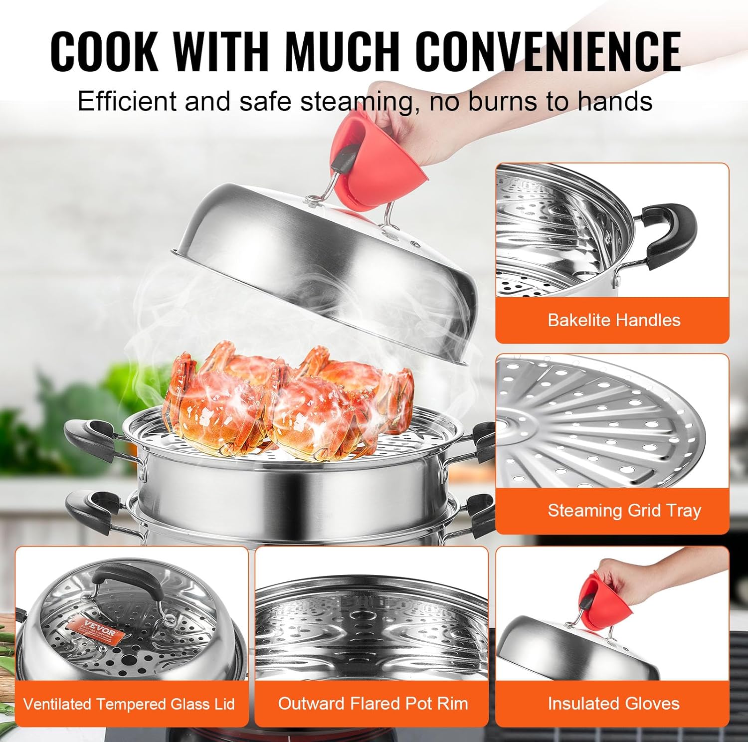 VEVOR 3-Tier Steamer Pot