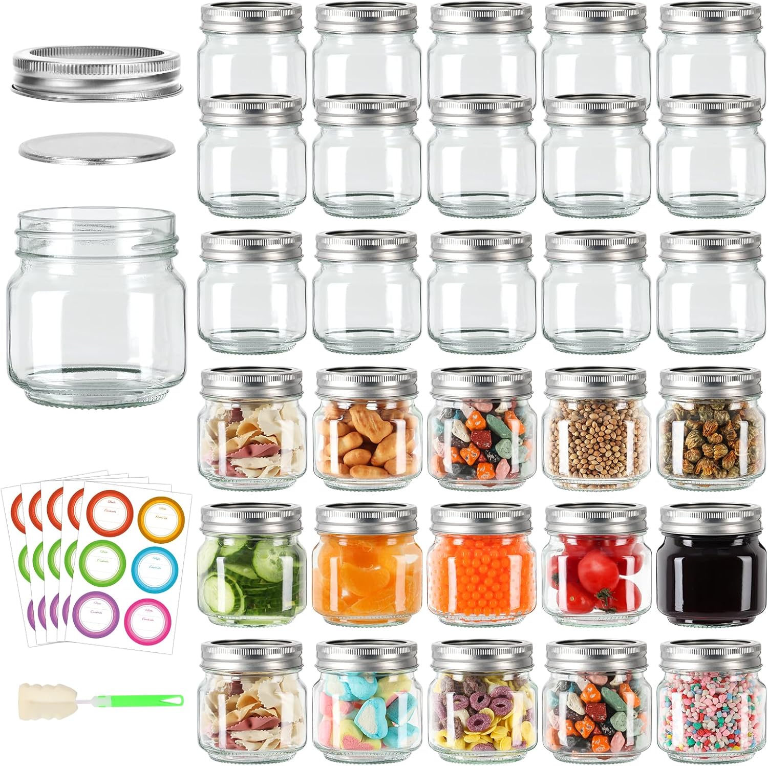 AuroTrends Mason Jars 8oz 30Pcs with Silver Lids