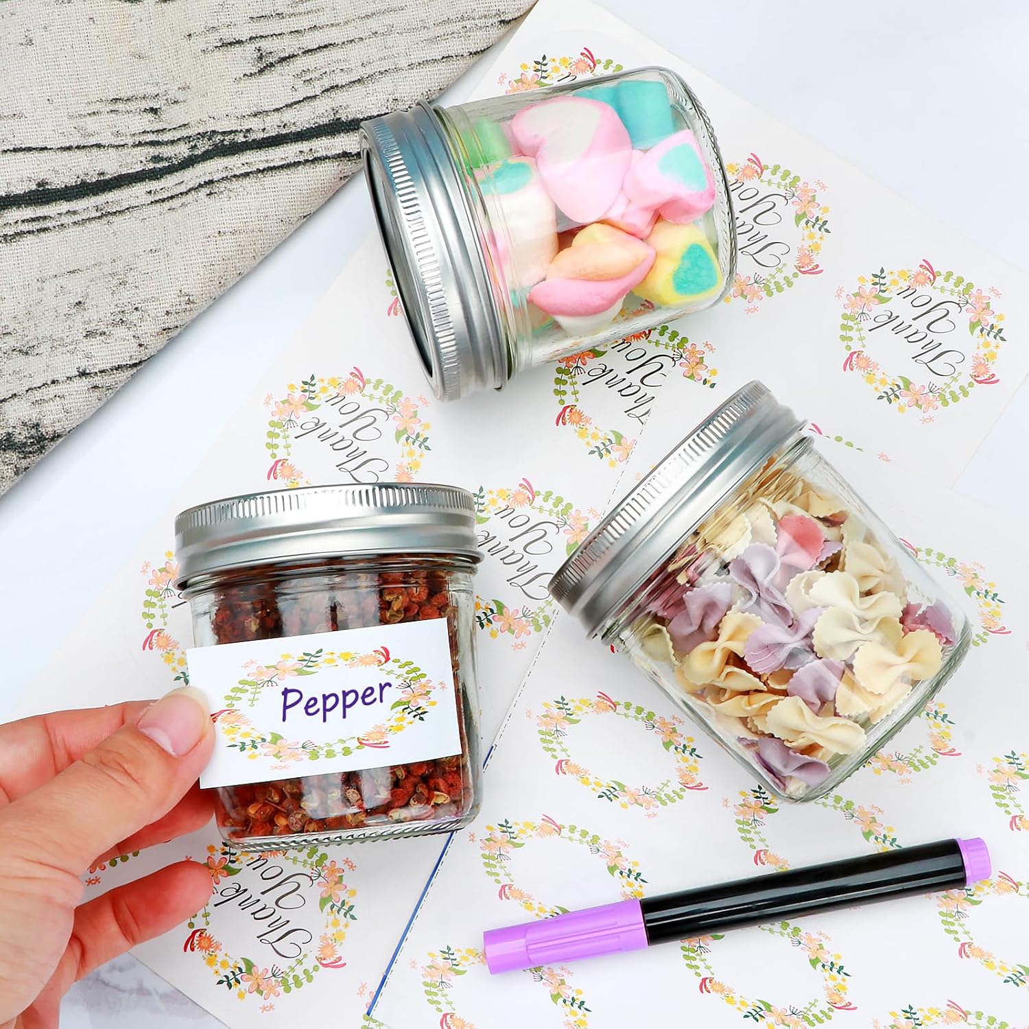 Stylish 6 Oz Mason Jars Set for Kitchen Bathroom Storage