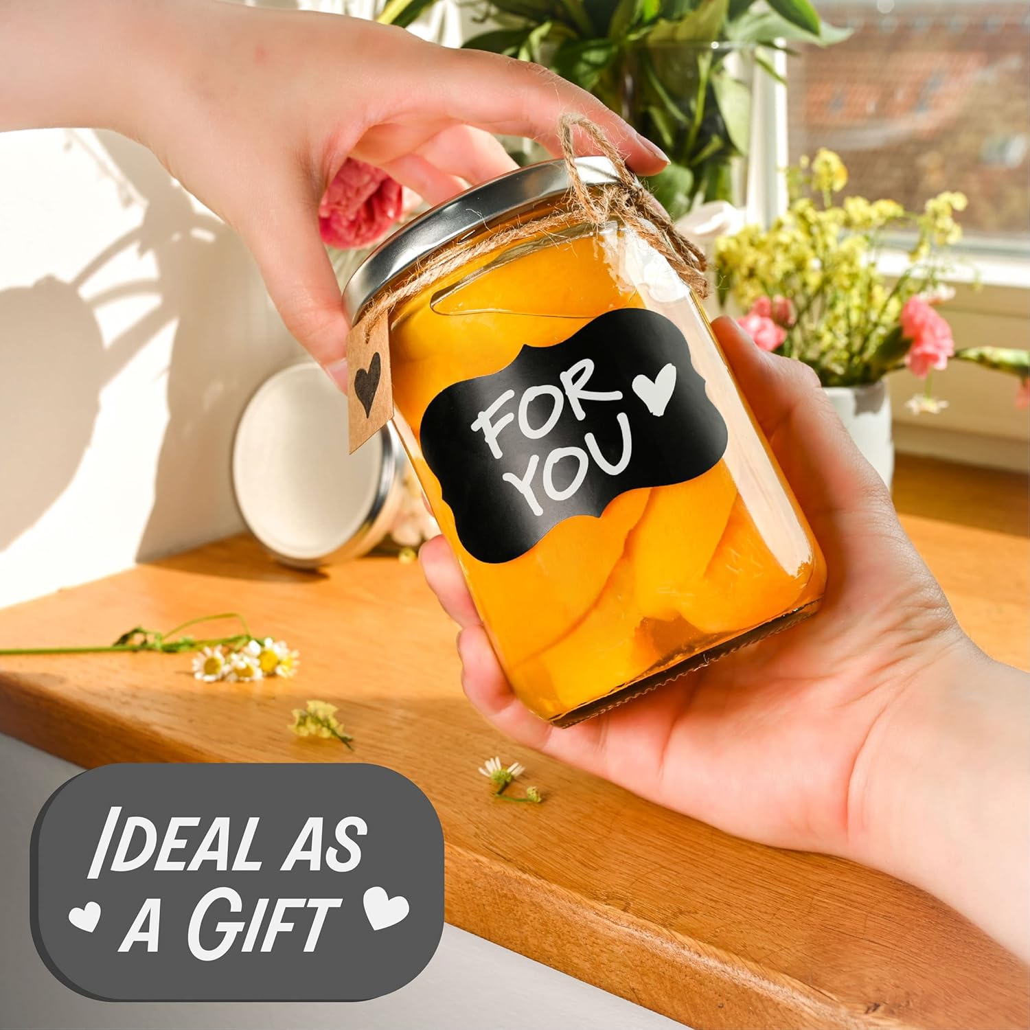 12-Pack 16oz Glass Jars with Labels Pen