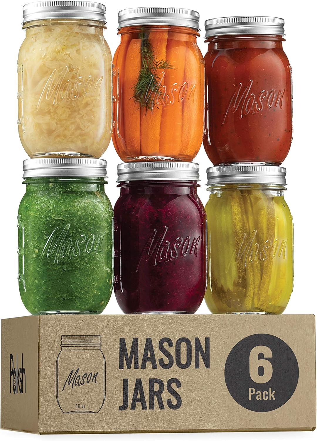 Paksh Novelty Mason Jars 6-Pack 16 oz - Preserve and Style Your Tables